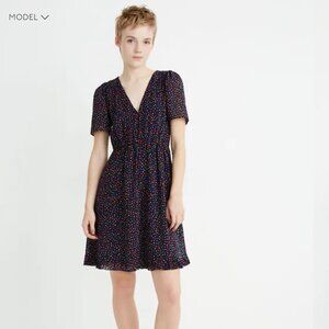 Madewell Flutter-Sleeve Ruffle-Hem Dress in Sugar Dot